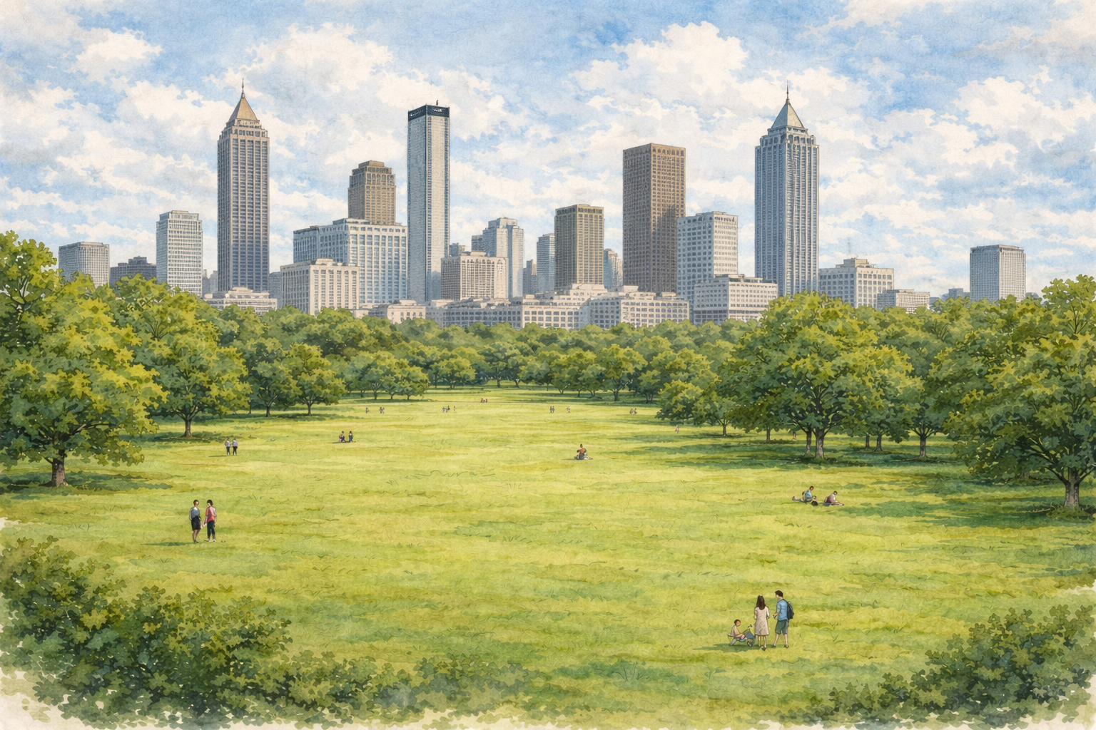 Atlanta skyline viewed from a city park