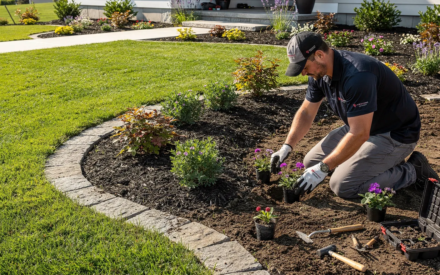 Lawn Care professional working at a customer property