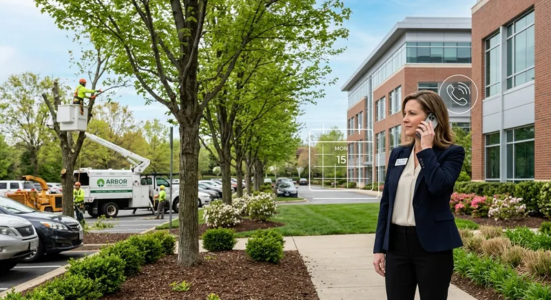 What Tinylawn's AI Receptionist Sounds Like When a Property Manager Calls About Annual Tree Maintenance